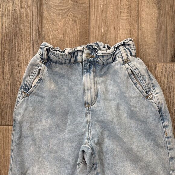 Zara Baggy Paperbag Jeans - Womens Size 4 - Crop High Waisted Light Wash Denim - Picture 3 of 12